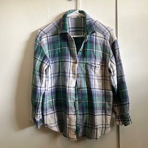 Waffle texture plaid flannel